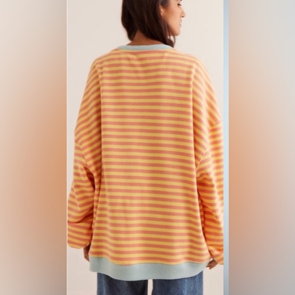 WE THE FREE FREE PEOPLE Classic Striped Oversized Sweatshirt NWOT - Picture 2 of 2